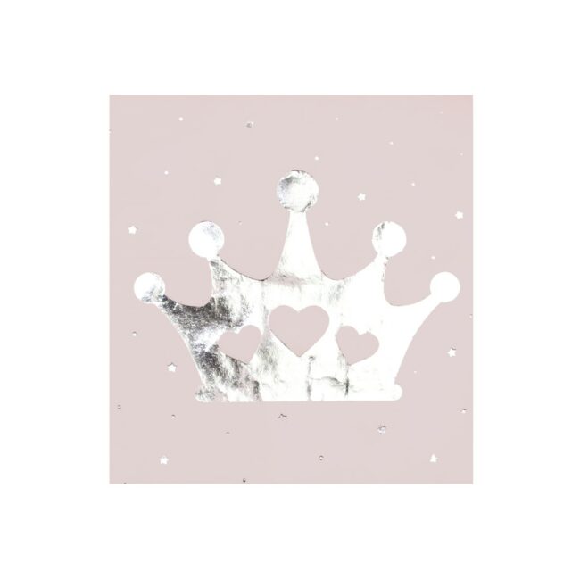 PINK & SILVER FOILED TIARA PAPER NAPKINS - 16PCS