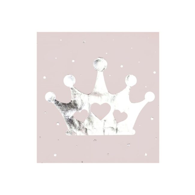 PINK & SILVER FOILED TIARA PAPER NAPKINS - 16PCS