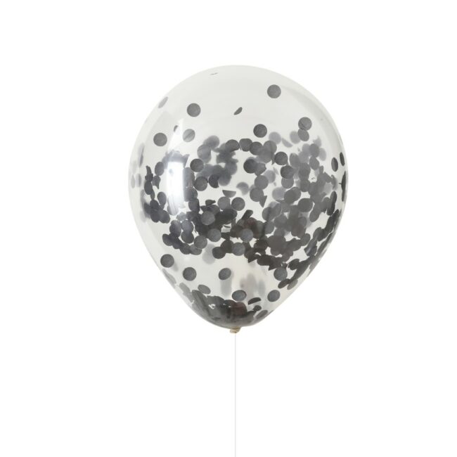 BLACK CONFETTI BALLOONS 5PCS
