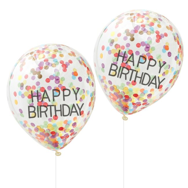 HAPPY BIRTHDAY RAINBOW CONFETTI BALLOONS - 5PCS