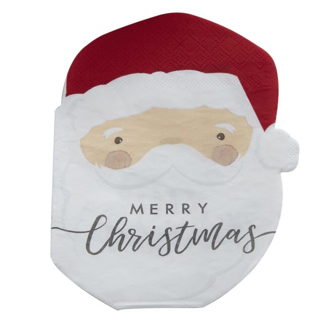 SANTA SHAPED CHRISTMAS PAPER NAPKINS 16PCS