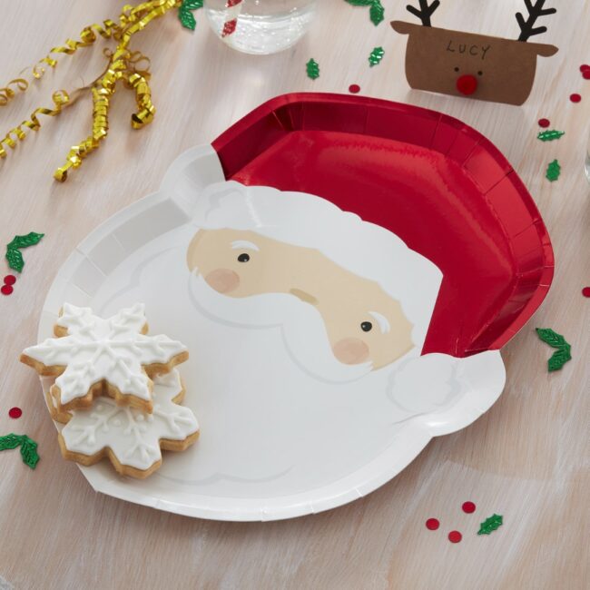SANTA CHRISTMAS PAPER PLATES RED FOILED 8PCS - Image 3