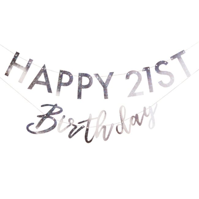 PERSONALISED BIRTHDAY BUNTING IRIDESCENT 2X1.75M