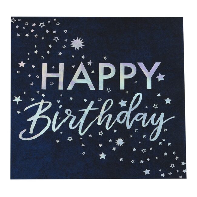 IRIDESCENT FOILED HAPPY BIRTHDAY PAPER NAPKINS - 16PCS