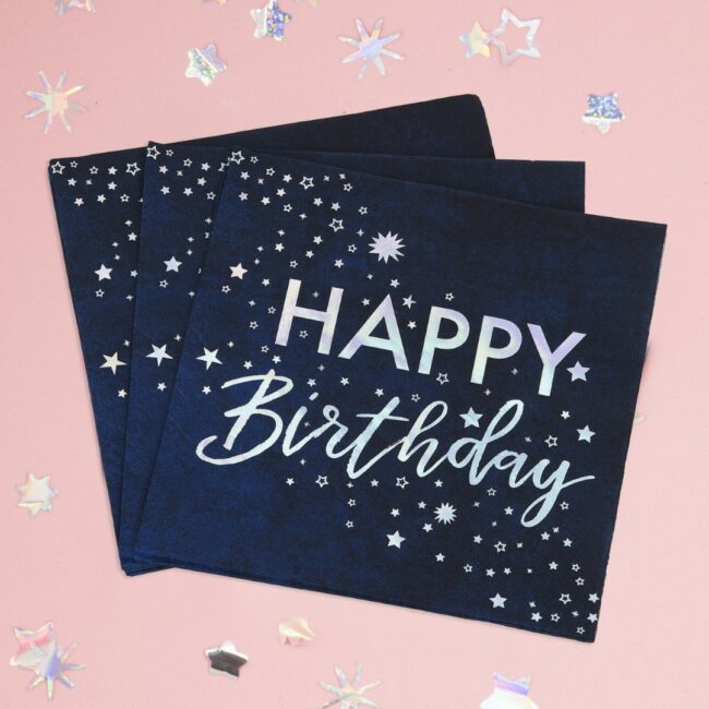 IRIDESCENT FOILED HAPPY BIRTHDAY PAPER NAPKINS - 16PCS - Image 3