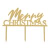 CAKE TOPPER MERRY CHRISTMAS GOLD ACRYLIC 13X11CM