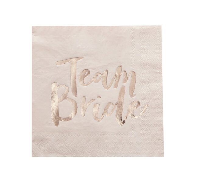 HENS PARTY NAPKINS ''TEAM BRIDE'' PINK & ROSE GOLD 20PCS
