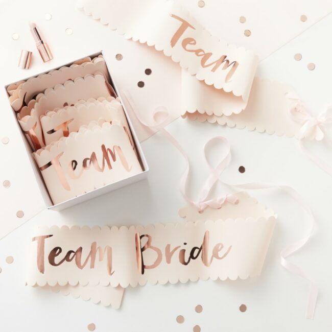TEAM BRIDE SASHES PINK & ROSE GOLD 6PCS - Image 3