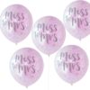 MISS TO MRS PRINTED CONFETTI BALLOONS PINK 5PCS