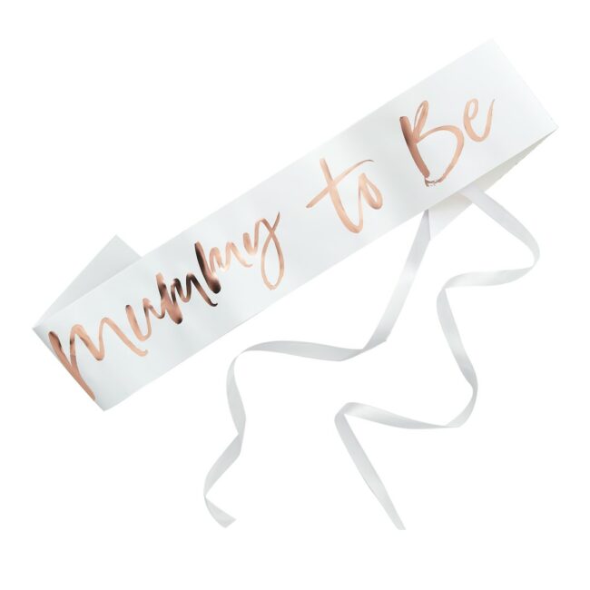 ROSE GOLD MUMMY TO BE BABY SHOWER SASH 75X10CM