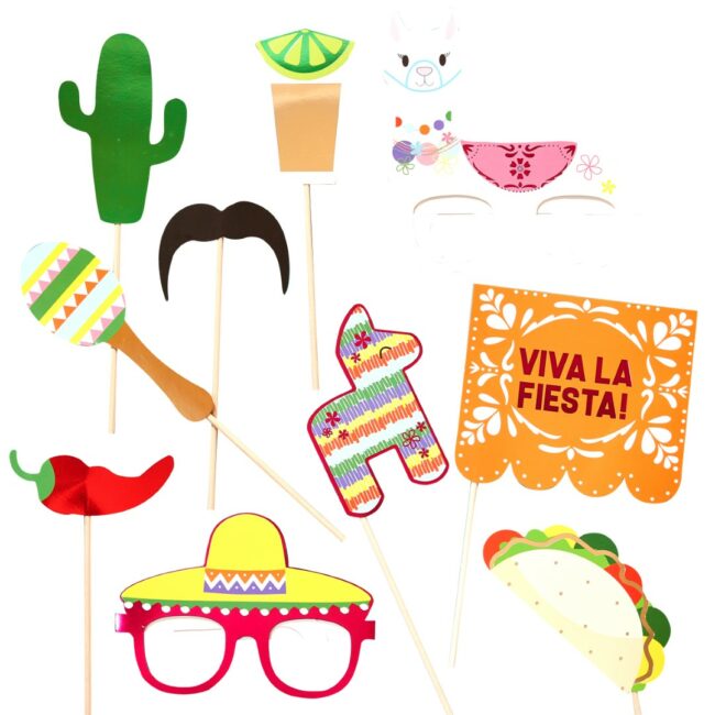VIVA LA FIESTA MEXICAN PHOTO BOOTH PARTY PROPS - 10PCS