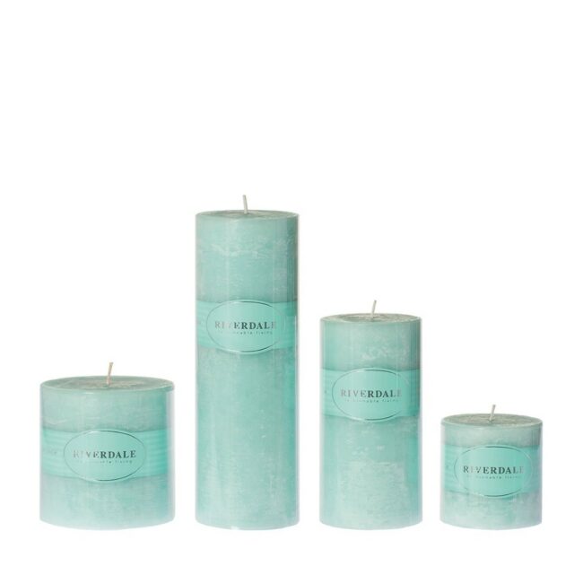 CANDLE PILLAR CELADON 7.5X7.5CM