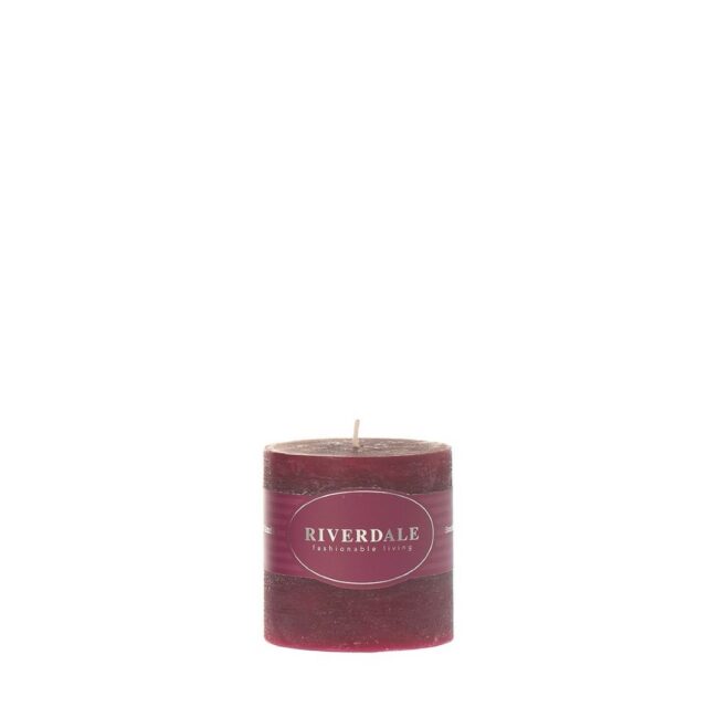 CANDLE PILLAR BURGUNDY 7.5X7.5CM