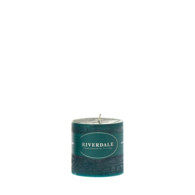 CANDLE PILLAR EMERALD 7.5X7.5CM