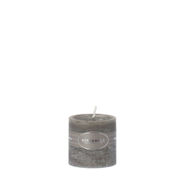 CANDLE PILLAR DARK GREY 5X5CM