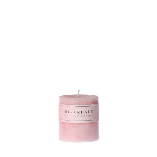 CANDLE PILLAR LIGHT PINK 7.5X7.5CM
