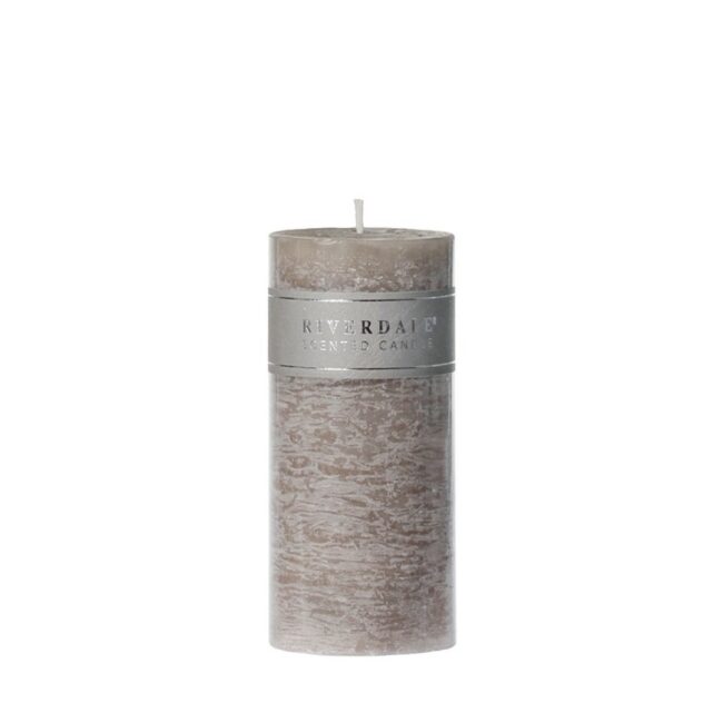 CANDLE PILLAR LIGHT GREY 7.5X15CM