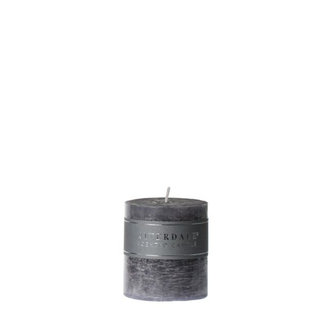 CANDLE PILLAR DARK GREY 7.5X7.5CM
