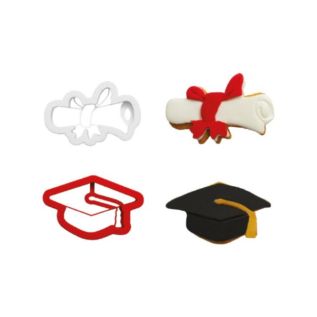 SET OF 2 GRADUATION PLASTIC COOKIE CUTTERS