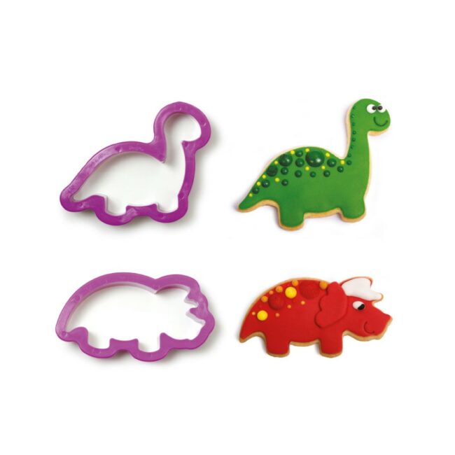 SET OF 2 DINO PLASTIC COOKIE CUTTERS