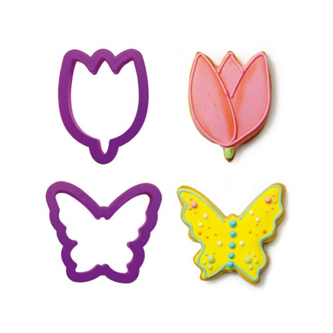 PLASTIC BUTTERFLY & FLOWER COOKIE CUTTERS 2PCS
