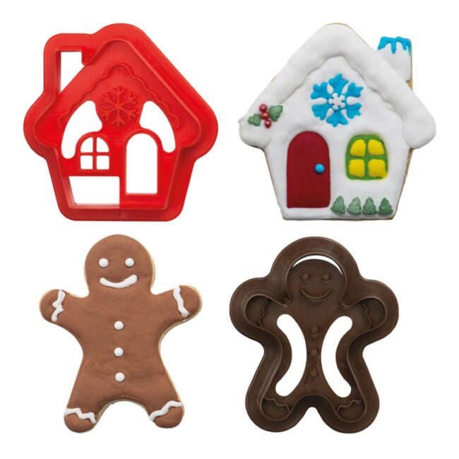 SET OF 2 GINGERGREAD MAN & HOUSE COOKIE CUTTERS 8/7XH 2.2CM