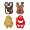 SANTA CLAUS & REINDEER COOKIE CUTTERS 8XH 2.2CM