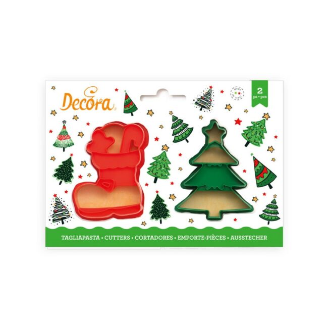 SET OF 2 XMAS TREE & BOOT COOKIE CUTTERS 8/6XH 2.2CM - Image 4