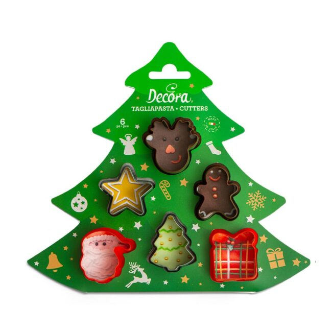 SET OF 6 XMAS MINI COOKIE CUTTERS 3/4XH2.2CM