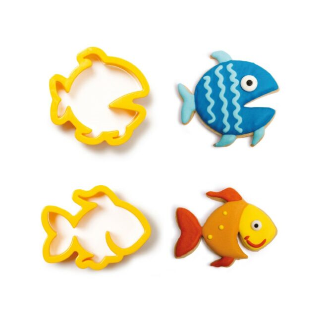 SET OF 2 FISHES COOKIE CUTTERS PLASTIC
