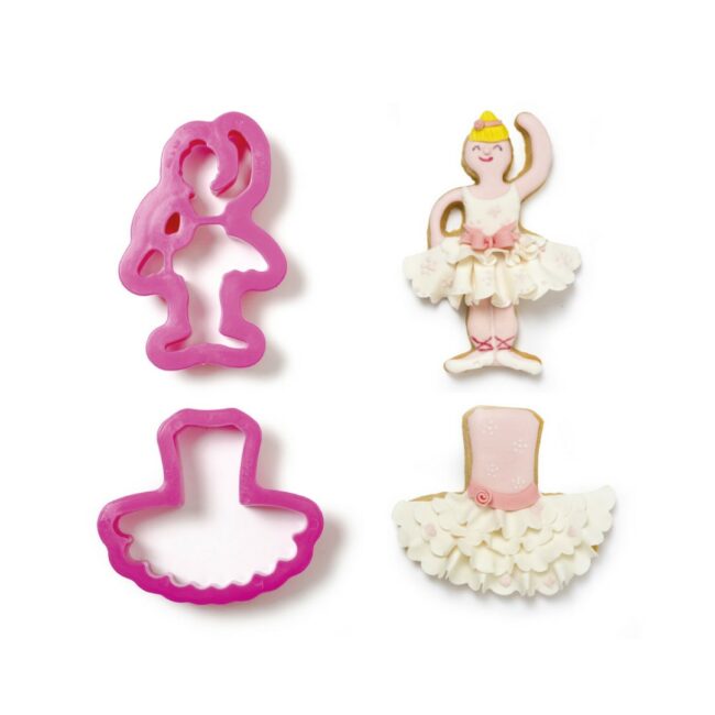 SET OF 2 DANCER & TUTU PLASTIC COOKIE CUTTERS