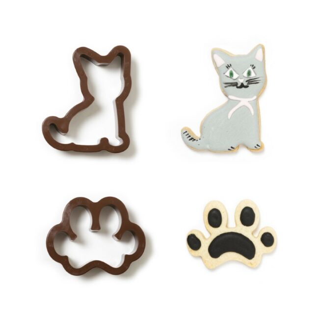 SET OF 2 CAT  &  PRINT PLASTIC COOKIE CUTTERS