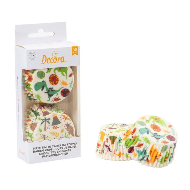 BAKING CUPS DINOSAUR 50X32MM 36PCS