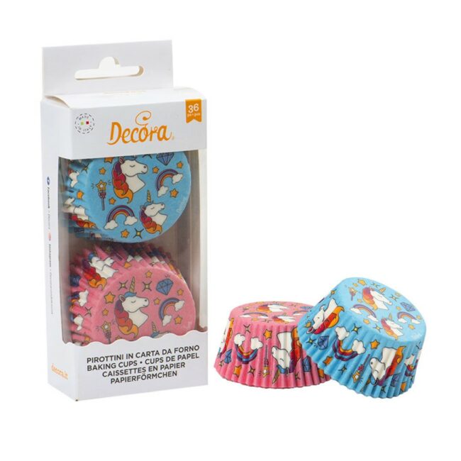 BLUE & PINK UNICORN BAKING CUPS D50XH32MM 36PCS