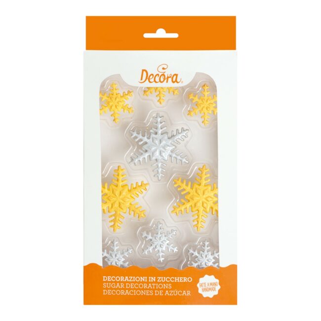 GOLD & SILVER SNOWFLAKES SUGAR DECOR - 9PCS - Image 3