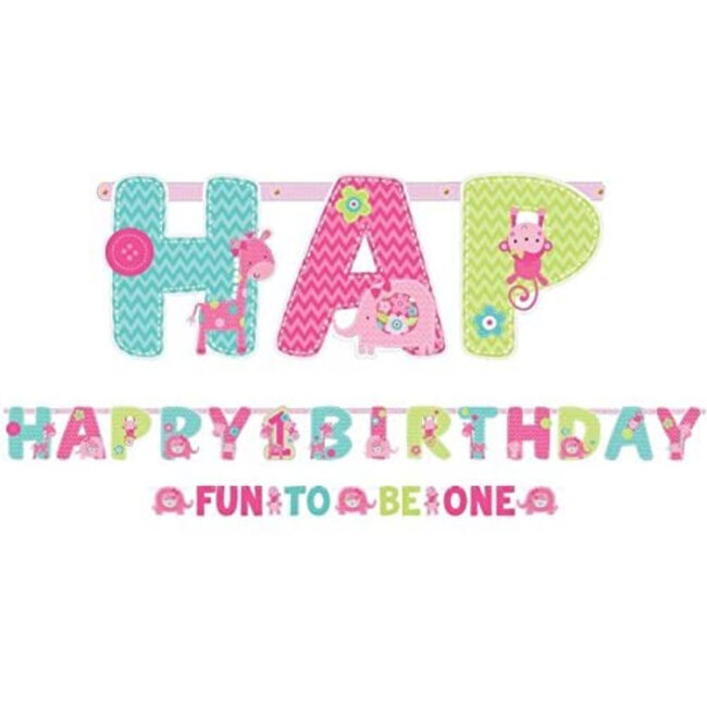 BANNERS 'FUN TO BE ONE HAPPY BIRTHDAY' WILD GIRL 2PCS