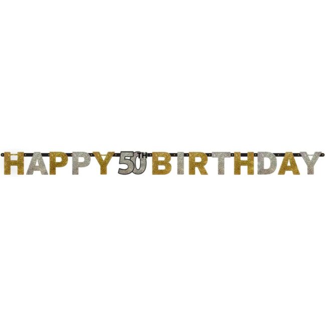LETTER BANNER 50 SPARKLING CELEBRATION GOLD 213X16.2CM