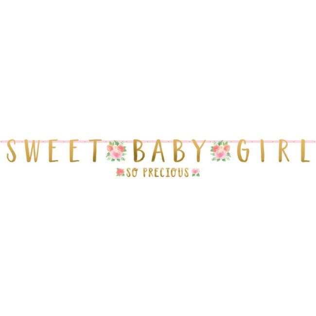 LETTER BANNERS FLORAL BABY PAPER 347X25.4CM / 182X12 CM - 2PCS