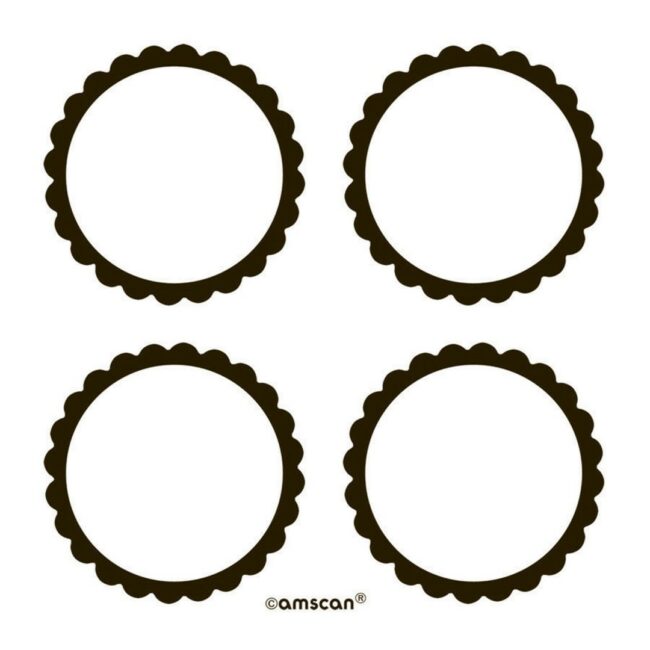 5 SHEETS OF 4 LABELS BLACK 5.1CM (20pcs)