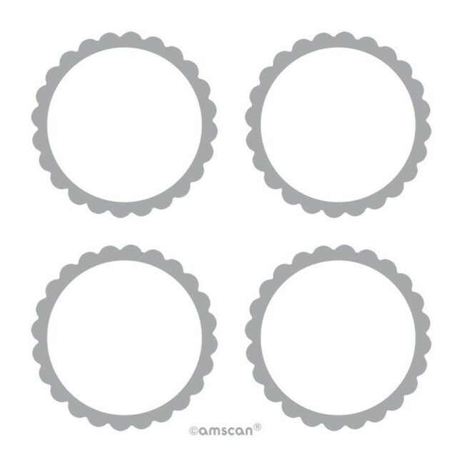 5 SHEETS OF 4 LABELS SILVER 5.1CM (20pcs)