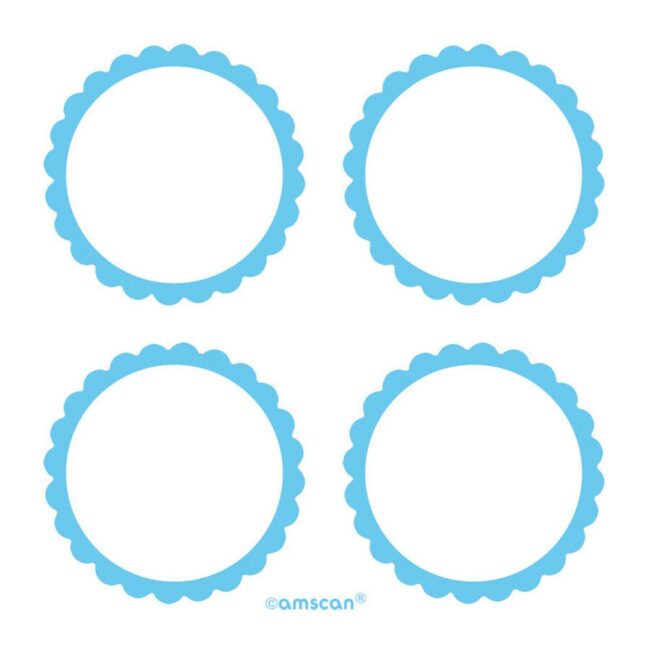 5 SHEETS OF 4 LABELS CARIBBEAN BLUE 5.1CM (20pcs)