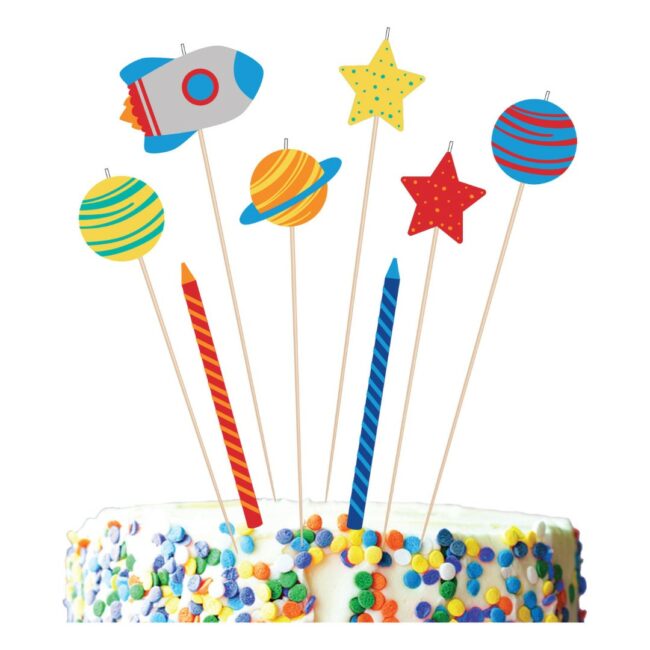 SET OF 8 CANDLES BLAST OFF 24.1 CM / 13.9 CM / 10.1 CM