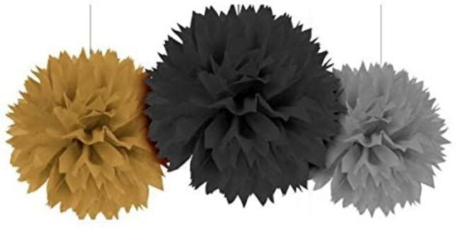 TISSUE PUFF GOLD & BLUE 40.6CM 3PCS
