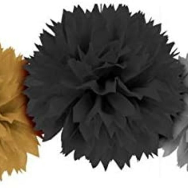 TISSUE PUFF GOLD & BLUE 40.6CM 3PCS