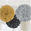 TISSUE PUFF GOLD & BLUE 40.6CM 3PCS - Image 2