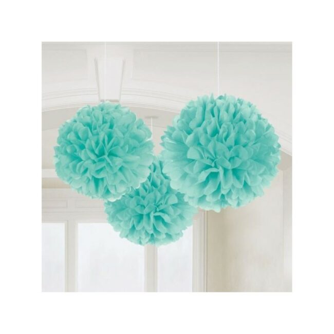 TISSUE PUFF ROBINS EGG BLUE 3PCS