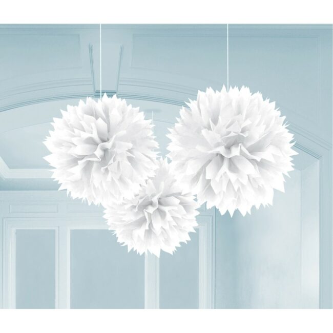 TISSUE PUFF WHITE 40CM 3PCS