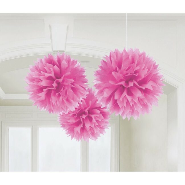 TISSUE PUFF PINK 40CM 3PCS