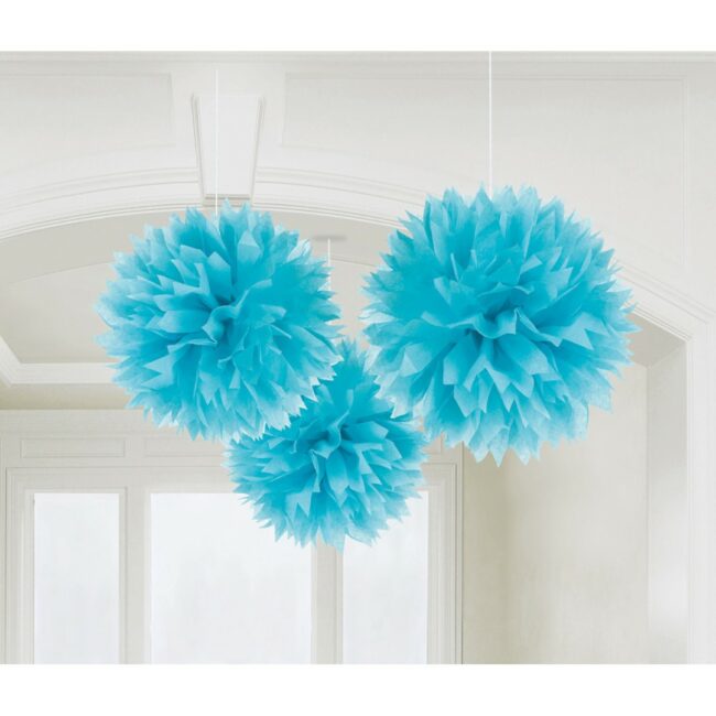 TISSUE PUFF LIGHT BLUE 40.6CM 3PCS