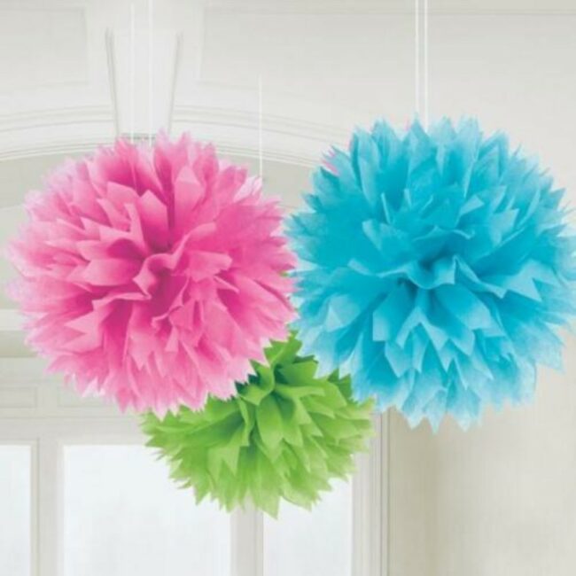 TISSUE PUFF MULTI COLOR 40.6CM 3PCS